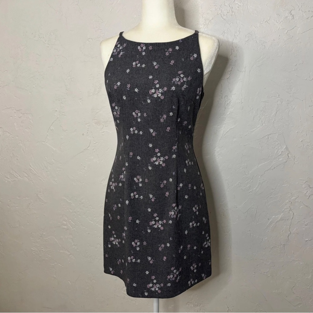 Fragile by XOXO Gray Sheath Mini Dress Sleeveless Vintage Y2K